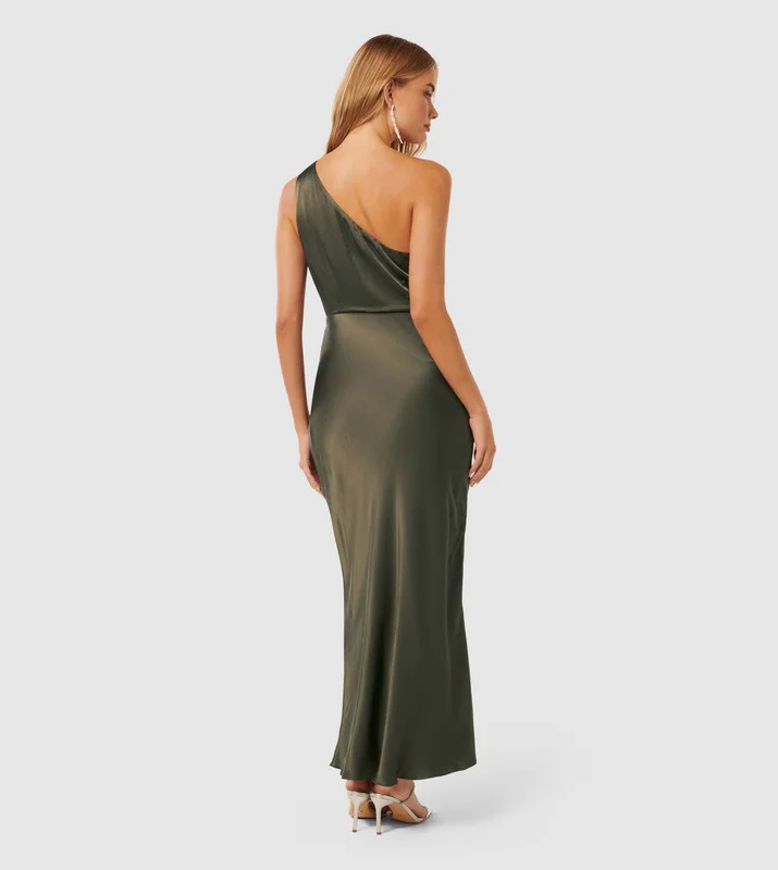 فورايفر نيو EMILY One Shoulder Satin Maxi Dress